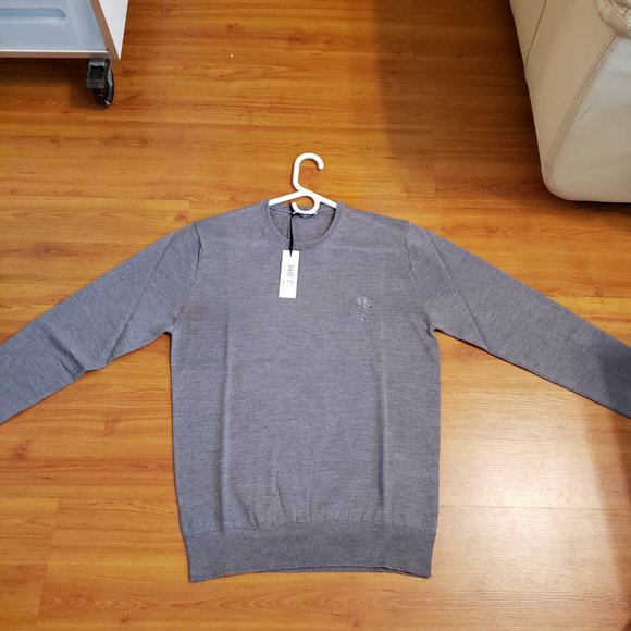 Versace Collection Gray Logo Crewneck Wool Sweater - Picture 2 of 7